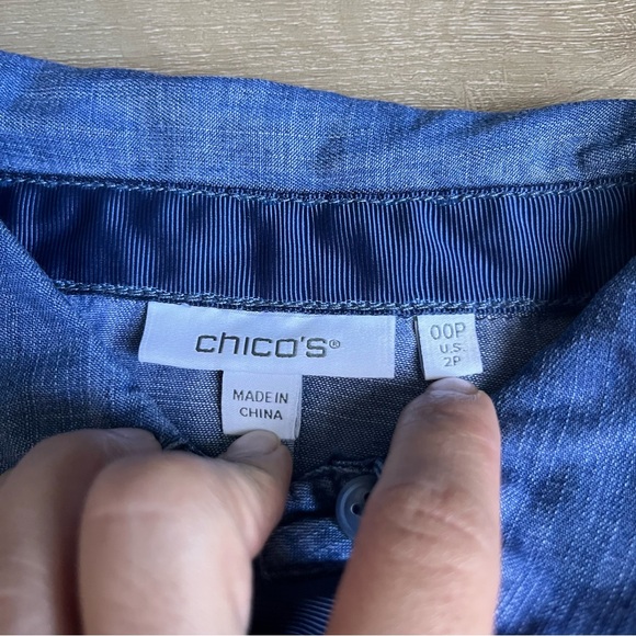 Chico's Side Button Maxi Chambray Dress Petite SZ 2 - Picture 5 of 9